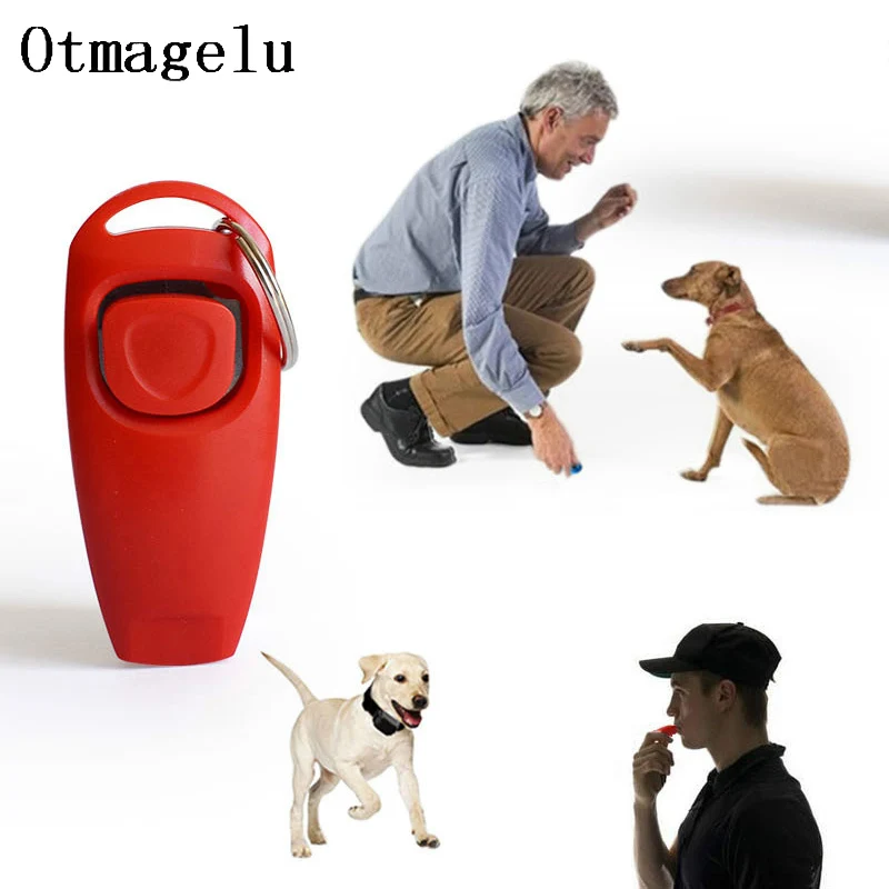 2 In 1 Pet Dog Training Clickers Pet Puppy Kitty Training Whistles Key Ring and Wrist Strap Pet Dog Trainings Behavior Tools