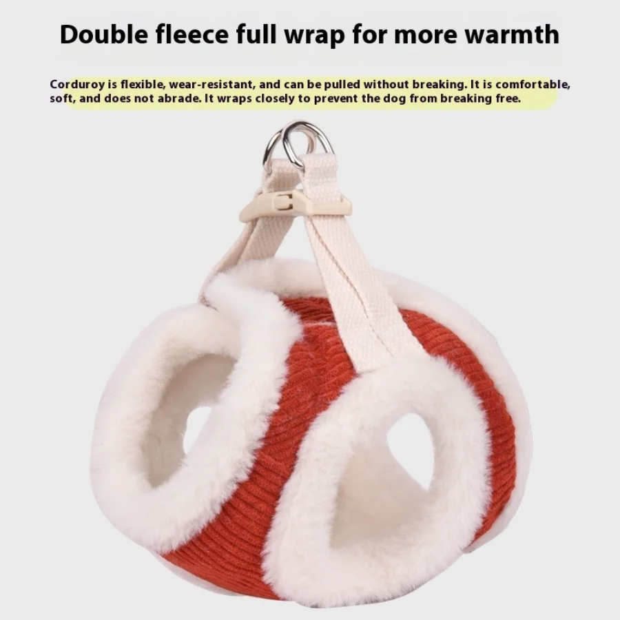 Autumn and Winter New Plush Dog Walking Leash Pet Chest Harness Vest Style Adjustable Small and Medium-sized Anti Slip Pet - Image 4