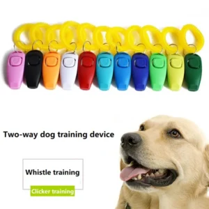 2 in 1 Training Clicker Pet Clicker Dog Clicker Training Whistle Answer Card Pet Dog Trainer Assistive Key GXLYP04
