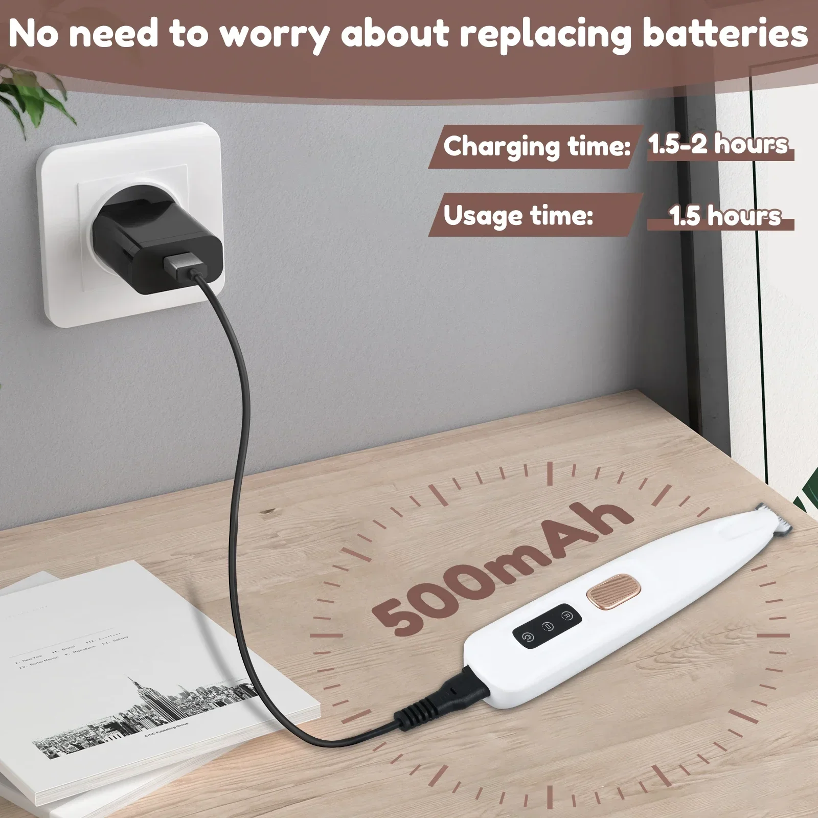 New Dog Paw Trimmer with LED Light Fully Waterproof Pet Hair Trimmer with LED Display Dog Clippers for Grooming 18mm Widen Blade - Image 3