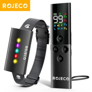 ROJECO Dog Training Collar with Remote Control 1600FT IP67 Waterproof Electric Dog Collar For Pet Dog Bark Control Stop Collar
