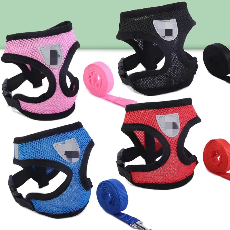 Summer Cat Dog Harness Lead Leash Adjustable Vest Polyester Mesh Breathable Harnesses Reflective for Small Dog Cat Leash - Image 2