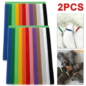 12Pcs Puppy Collars Nylon Puppy Whelping Collars Assorted Colors Newborn Puppy Collars Pet Identification Collars for Cats Dogs