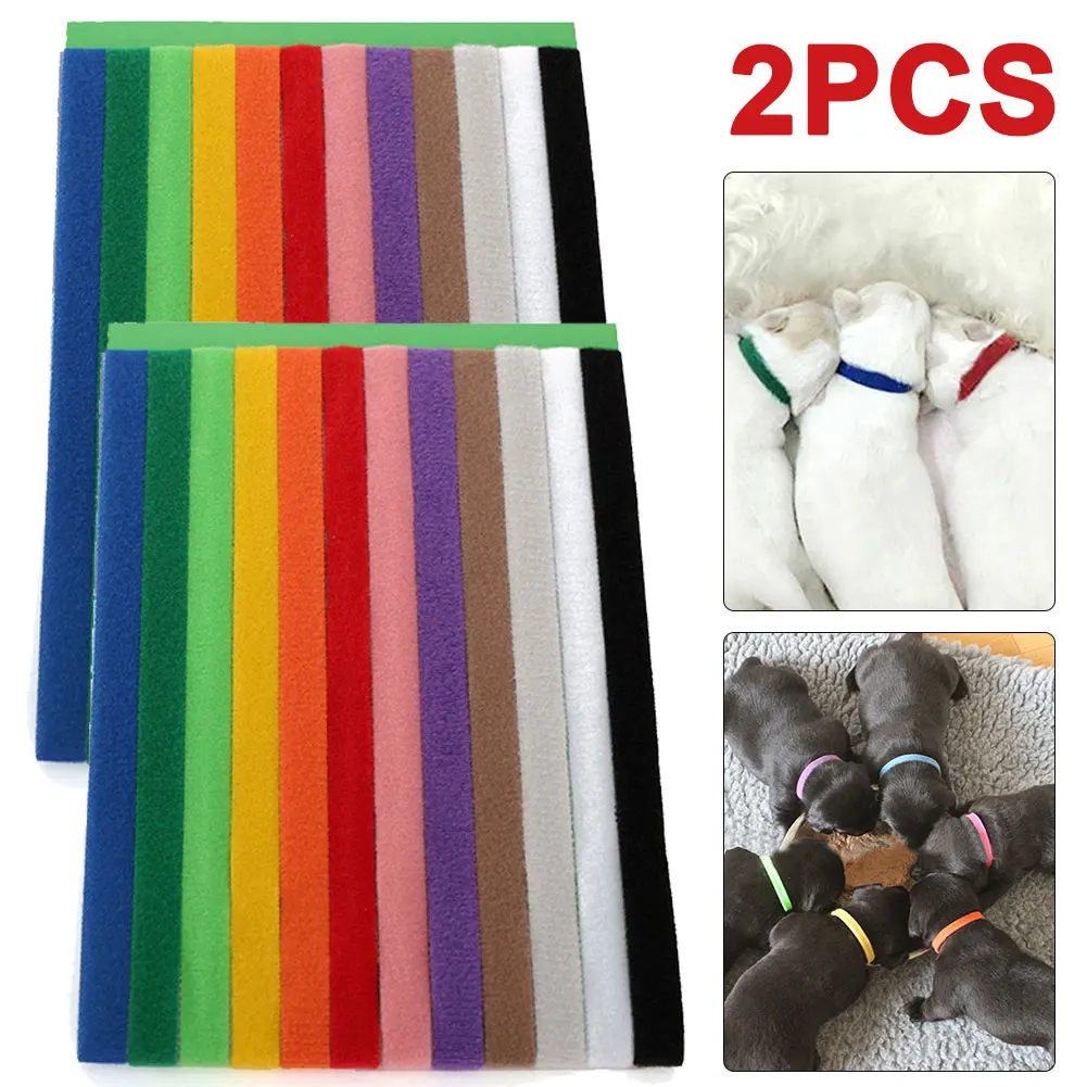 12Pcs Puppy Collars Nylon Puppy Whelping Collars Assorted Colors Newborn Puppy Collars Pet Identification Collars for Cats Dogs