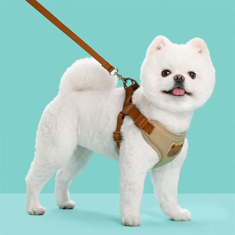 Cartoon Cute Pet Harness Leash Adjustable No Pull Dog Collar Harness Anti-Escape Dog Harness Outdoor Walking Travel - Image 2