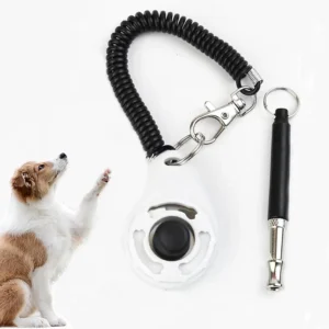 Dog Whistle Set of a Premium Quality Adjustable Frequency Dog Whistle and a Dog Clicker, Ultrasonic Dog Whistle to Stop Barking