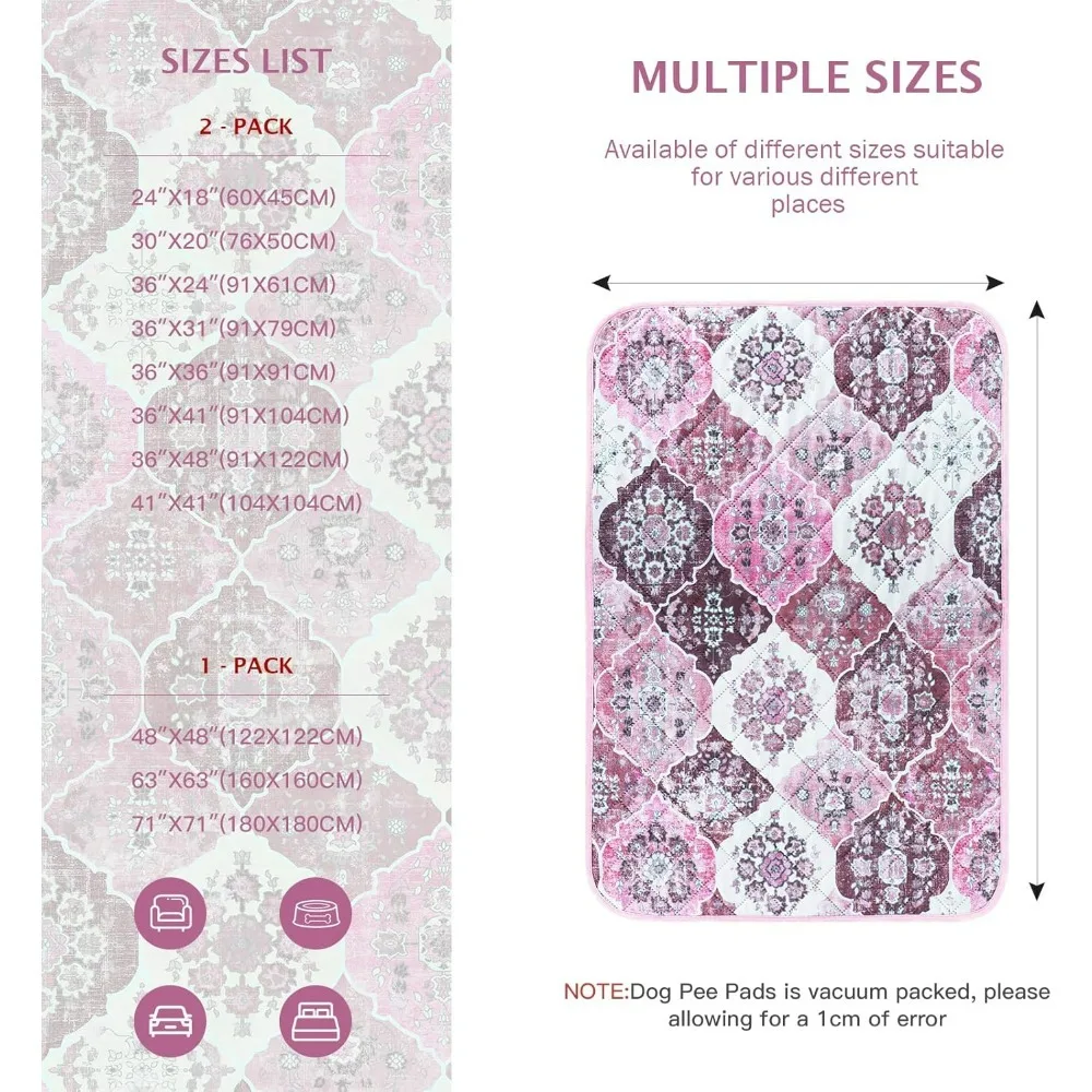 Super Absorbent Waterproof Puppy Pads for Potty Training, Playpen, Crate, Whelping Box EU011 Pink, 24x18 - Image 4