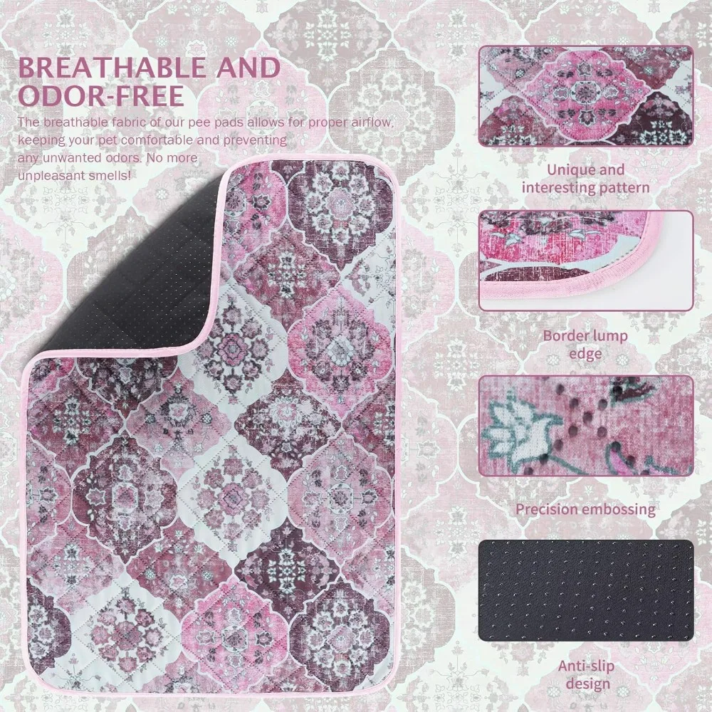 Super Absorbent Waterproof Puppy Pads for Potty Training, Playpen, Crate, Whelping Box EU011 Pink, 24x18 - Image 6