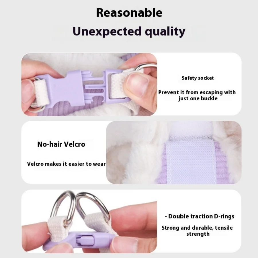 Autumn and Winter New Plush Dog Walking Leash Pet Chest Harness Vest Style Adjustable Small and Medium-sized Anti Slip Pet - Image 2