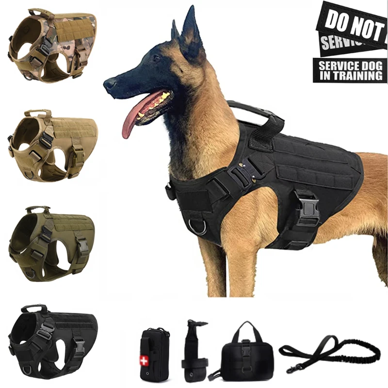 Tactical Military Vest Pet German Shepherd Golden Retriever Tactical Training Dog Harness and Leash Set For All Breeds Dogs